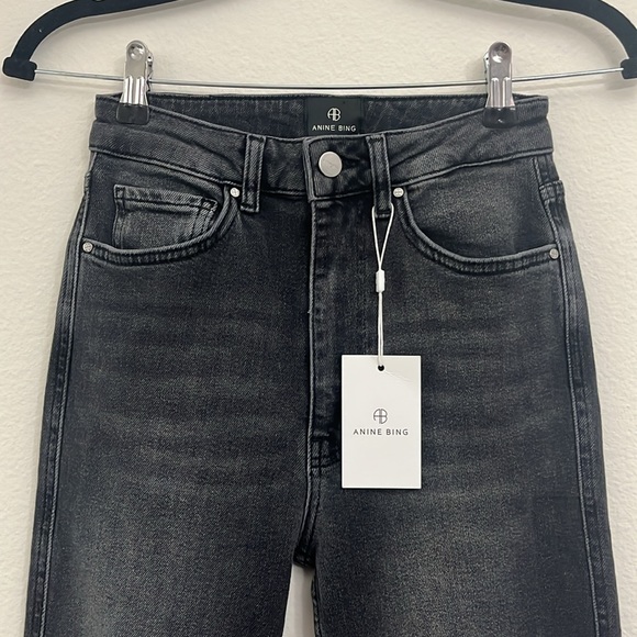Anine Bing Beck High Rise Slim Jeans Iron Grey Gray Meghan Markle Size 25 - Picture 5 of 11
